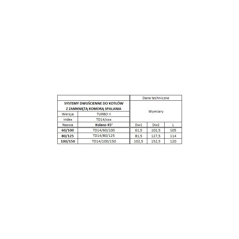 Zobrazit detail zboží: PRODMAX TD80/125 Koleno 45° (0,5 TD 80/125 mm)